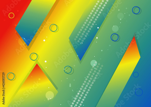 Abstract Red Yellow and Blue Liquid Gradient Geometric Shapes Background