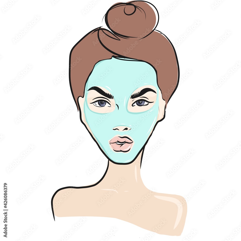 portrait of a girl with a moisturizing face mask portrait of a girl with a moisturizing face mask