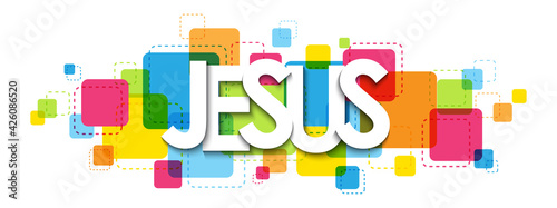JESUS colorful vector typography banner isolated on white background