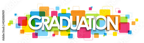 GRADUATION colorful vector typography banner isolated on white background
