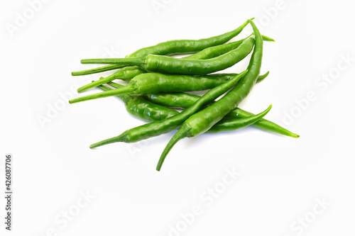 Green pepper on white background 白背景の青唐辛子 
