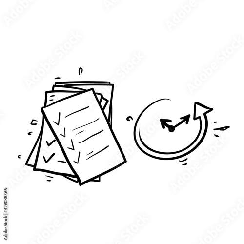 hand drawn doodle Fast service and project management related icon isolated