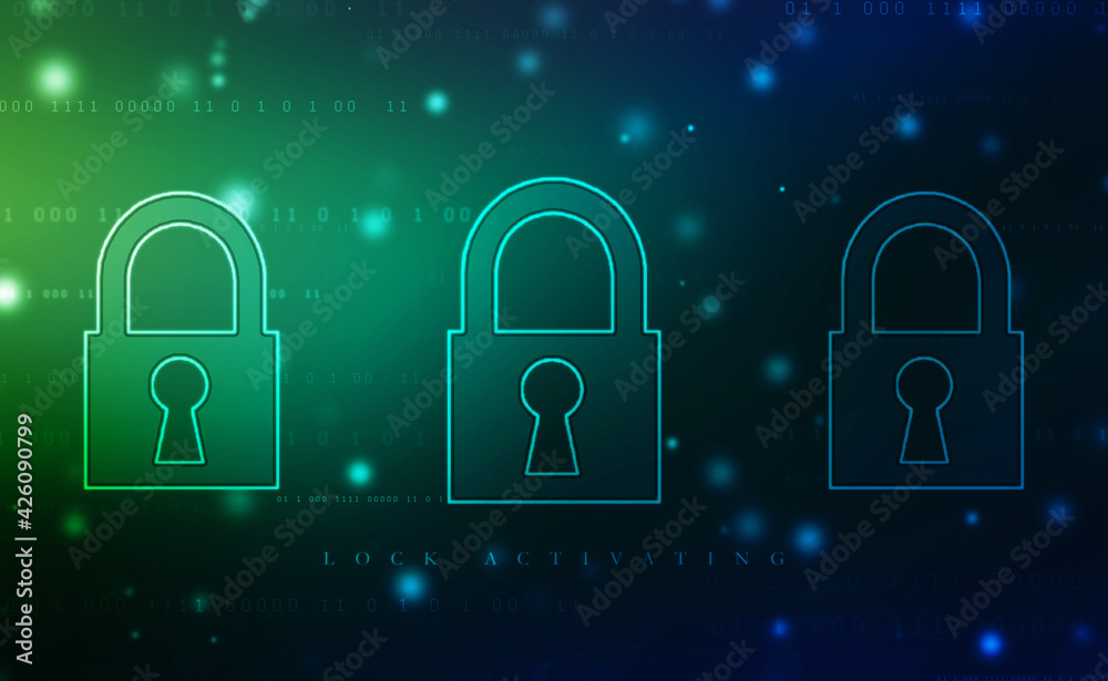 Closed Padlock on technology background, Technology security concept. Modern safety digital background. Lock Protection system, Cyber Security or internet network protection Closed Padlock on technology background, Technology security concept. Modern safety digital background. Lock Protection system, Cyber Security or internet network protection