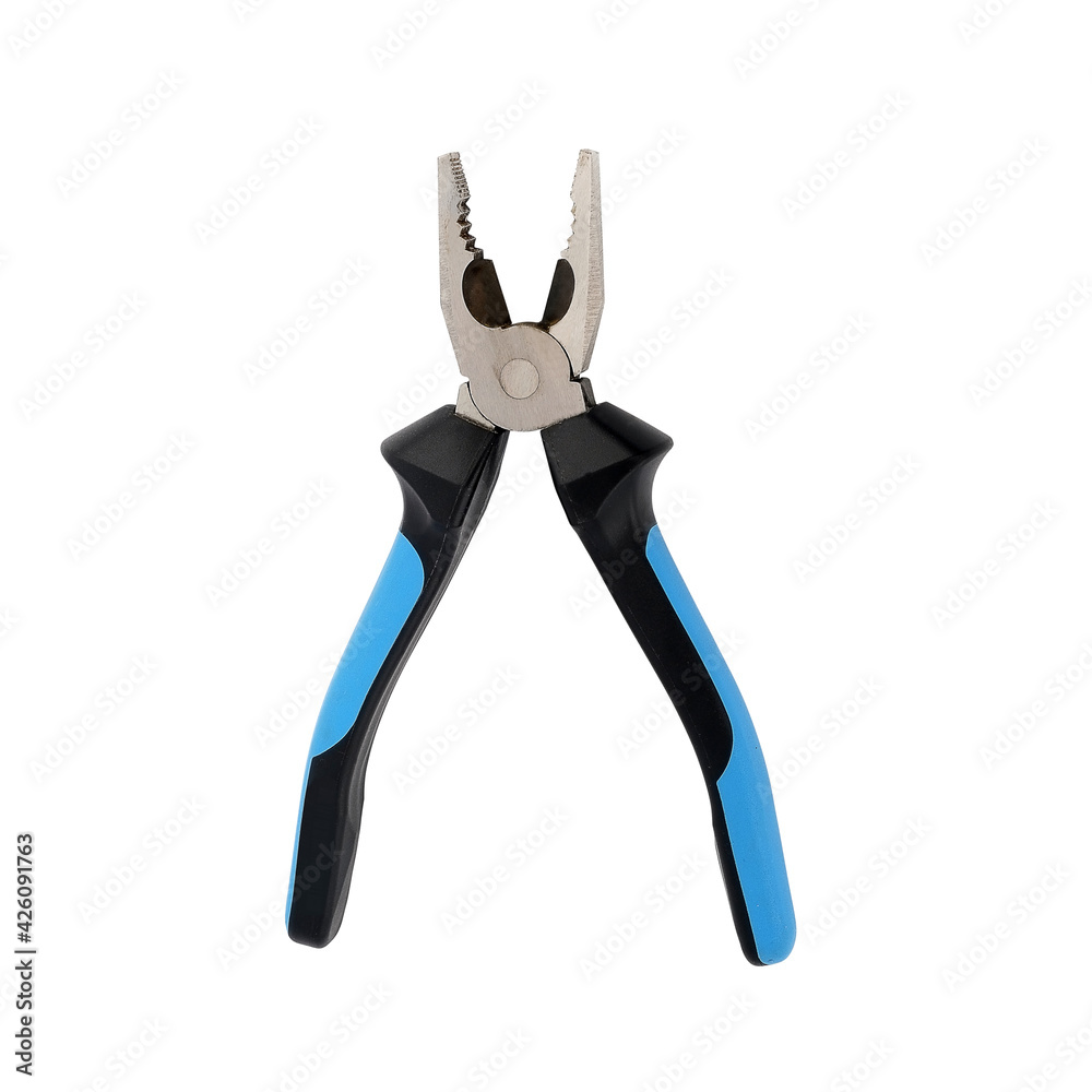 Isolated hand tools for repair and installation: pliers (composition on a white background). Design element with clipping path Isolated hand tools for repair and installation: pliers (composition on a white background). Design element with clipping path