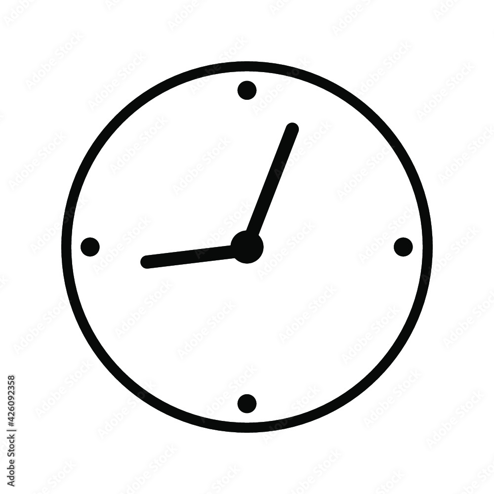 Black time clock icon isolated on white background Black time clock icon isolated on white background