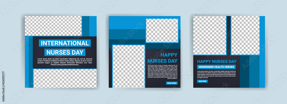International Nurses Day. Social media templates for International Nurses Day. Banner vector for social media ads, web ads, business messages, discount flyers and big sale banners.
