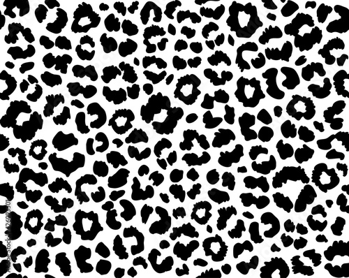 Leopard print seamless pattern, Cheetah repeating pattern, black leopard spots, Vector illustration