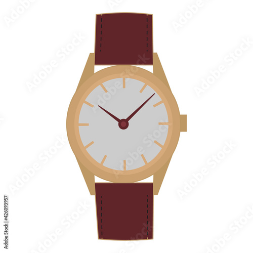vector, isolated, mens brown watch
