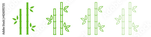 Set of bamboo Isolated on white background. Tropical plant. Jungle tree. Vector illustration © Bon_man