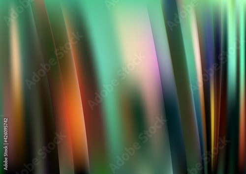 Blue Green and Orange Shiny Vertical Lines and Stripes Background Vector Graphic