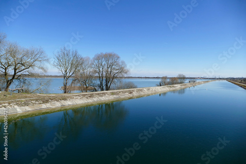 Reservoir Speichersee lake in Ismaning in Bavaria  Germany