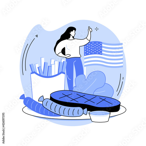 American cuisine abstract concept vector illustration.