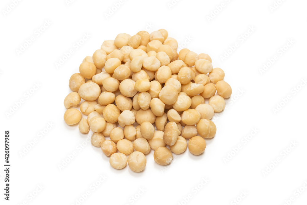 Macadamia nuts isolated on white background. Macadamia nuts isolated on white background.