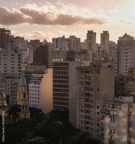 Sunset in the city, Sao Paulo city - Brasil