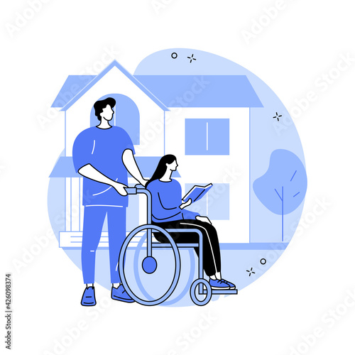 Care of the disabled abstract concept vector illustration.