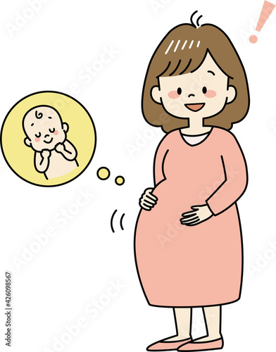 胎動を感じる妊婦さん（全身）