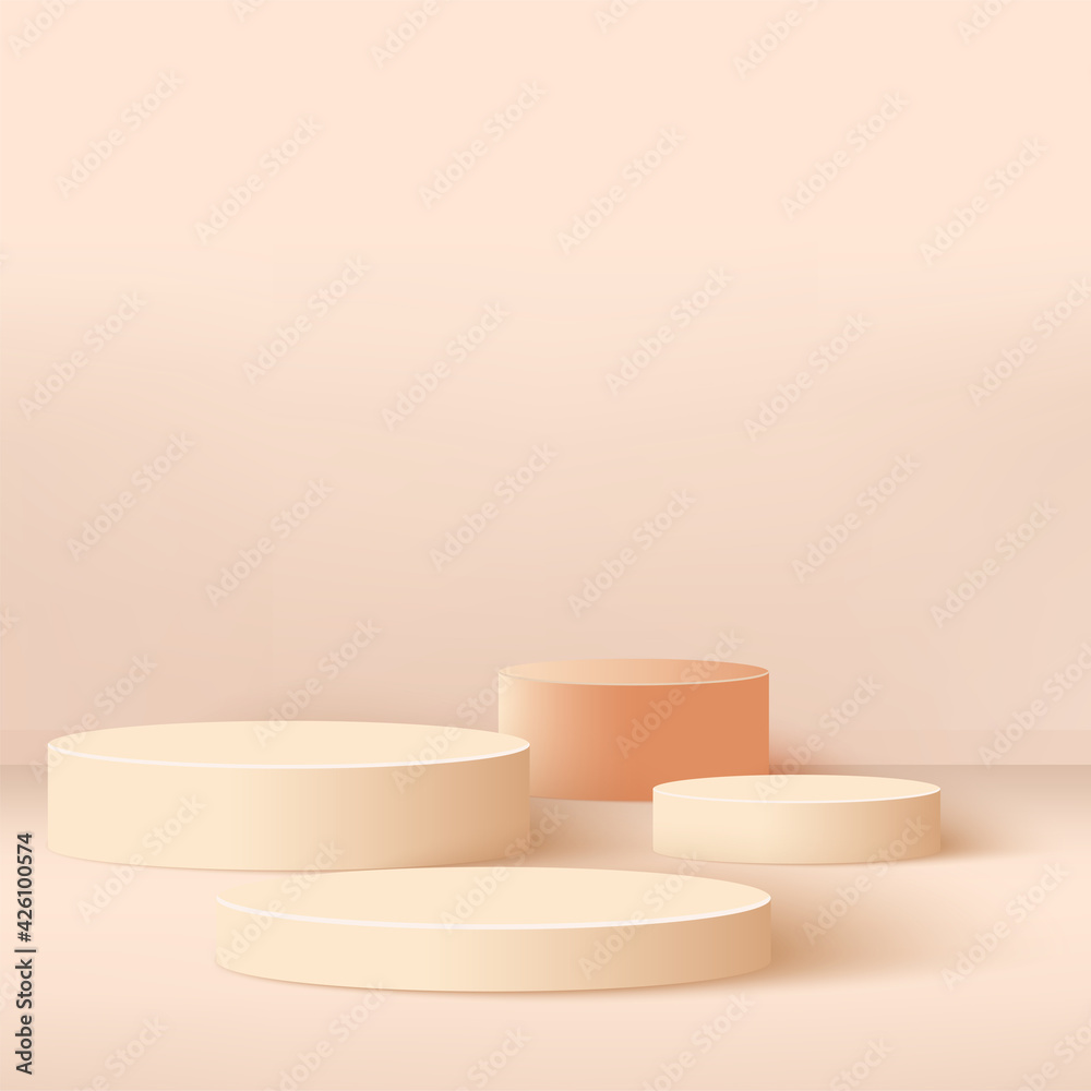Abstract background with cream color geometric 3d podiums. Vector Abstract background with cream color geometric 3d podiums. Vector