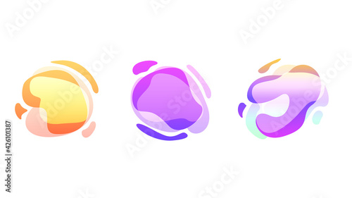 Abstract Set Liquid Color Collection Geometric Shapes Fluid Gradient Dynamic Elements Banner Logo Vector Desgin Style Trendy