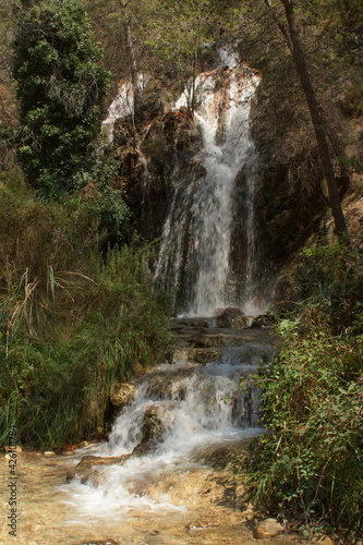 Waterfall at hiking track in Rio Chillar in Andalusia Spain  Europe 