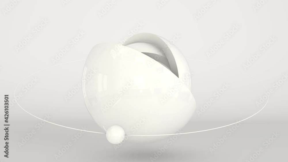 Futuristic minimalistic white business background Seamless looping abstract animation - rotating monochrome hemispheres - 3d render.