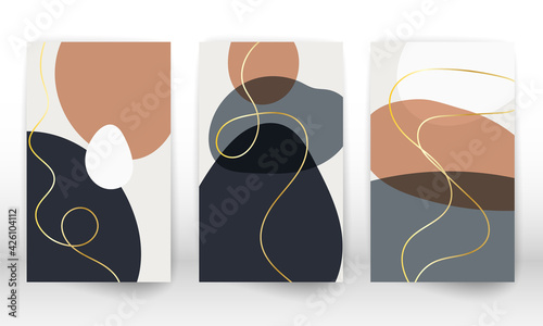 Modern abstract painting. Set of geometric shapes. Abstract hand drawn watercolor effect design elements. Modern art print. Contemporary design with doodle shapes.