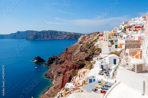 Cityscape of Oia village  Santorini island  Greece