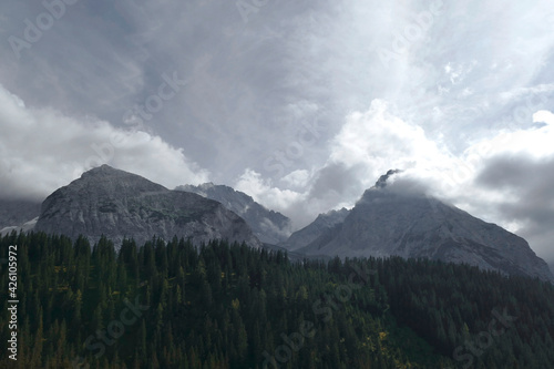 Mountain panorama view at lake Seebensee in Tyrol, Austria