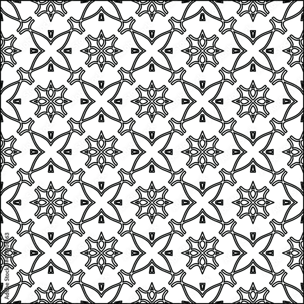 Заголовок: Geometric vector pattern with triangular elements. Seamless abstract ornament for wallpapers and backgrounds. Black and white colors. Заголовок: Geometric vector pattern with triangular elements. Seamless abstract ornament for wallpapers and backgrounds. Black and white colors.