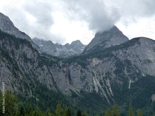 Mountain panorama view at lake Seebensee in Tyrol  Austria