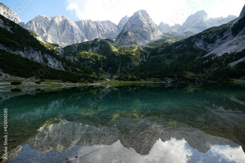 Fototapeta Naklejka Na Ścianę i Meble -  Mountain panorama view at lake Seebensee in Tyrol, Austria