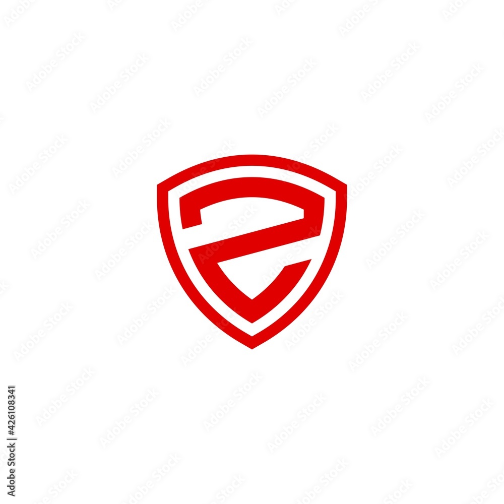 initial Letter Z with Shield frame line element initial Letter Z with Shield frame line element
