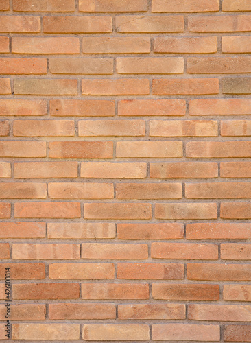 Orange clay bricks wall background. Bricks backdrop