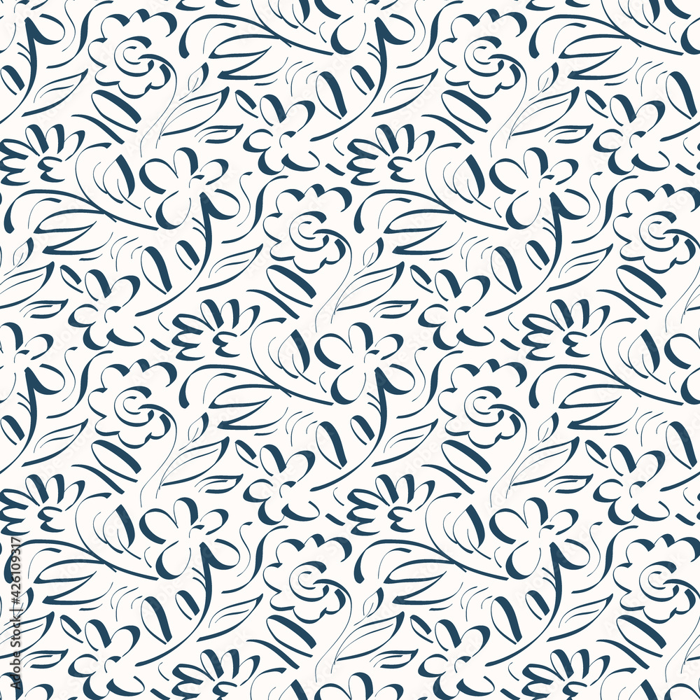 Black and white seamless pattern with flowers Black and white seamless pattern with flowers