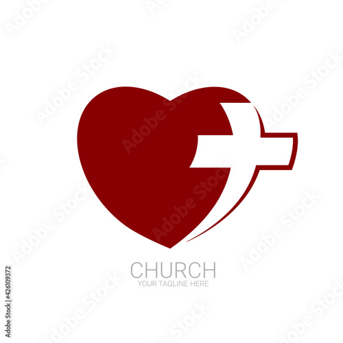 Abstract christian cross logo vector template. Church logo.