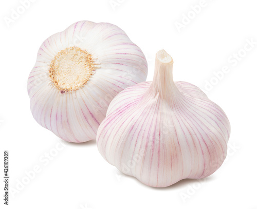 Whole garlic bulbs isolated on white background