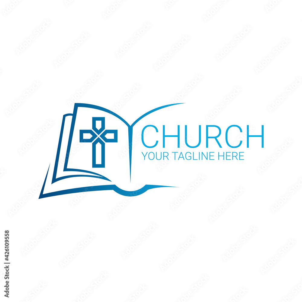 Logo christian abstract cross in the book. Church logo. Stock Vector ...