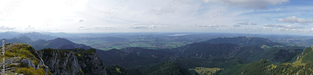 Mountain panorama Benediktenwand mountain tour in Bavaria, Germany