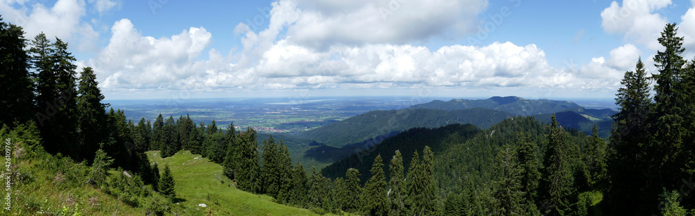 Fototapeta premium Mountain panorama Benediktenwand mountain tour in Bavaria, Germany