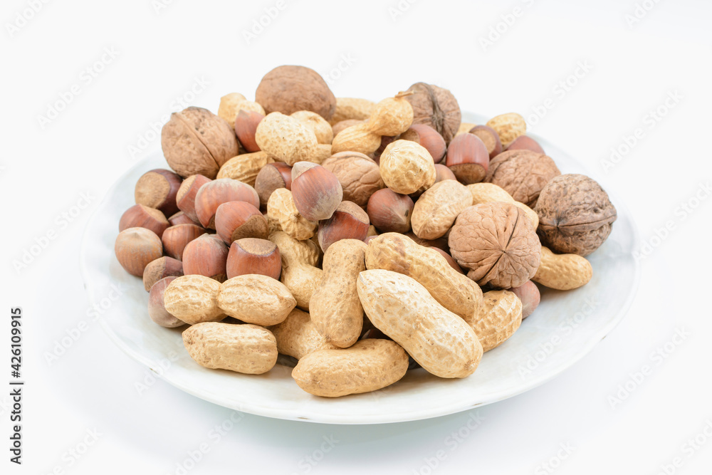 Blend nuts on plate. Concept of healthy and proper nutrition. Blend nuts on plate. Concept of healthy and proper nutrition.