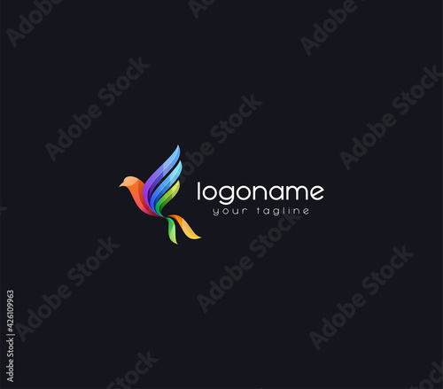 colorful bird logo design template