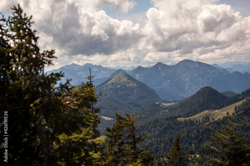 Panorama view from Benediktenwand mountain in Bavaria, Germany