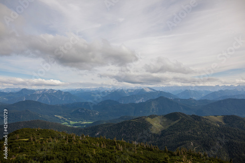 Panorama view from Benediktenwand mountain in Bavaria  Germany