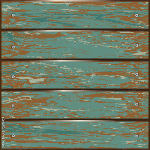 Peeled Painted Wooden Planks. Vintage Wooden Board