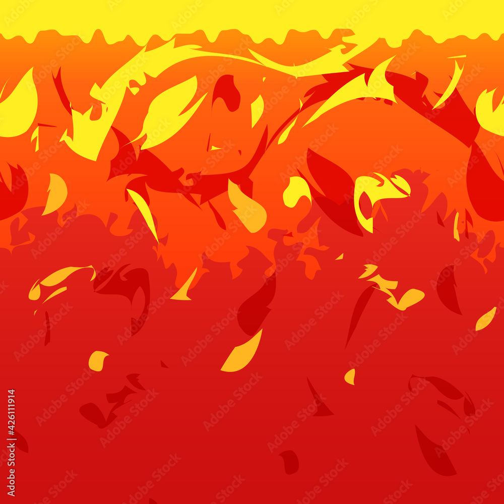 Fototapeta premium マグマ_溶岩の断面ブロック_横スクロールゲーム_イラスト素材