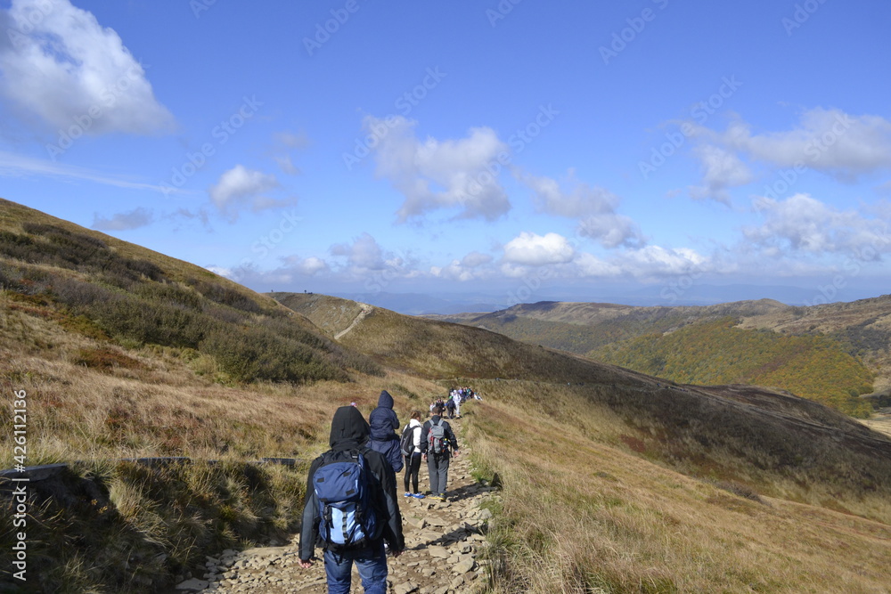 Bieszczady, szlak na Tarnicę, pasmo górskie w Karpatach