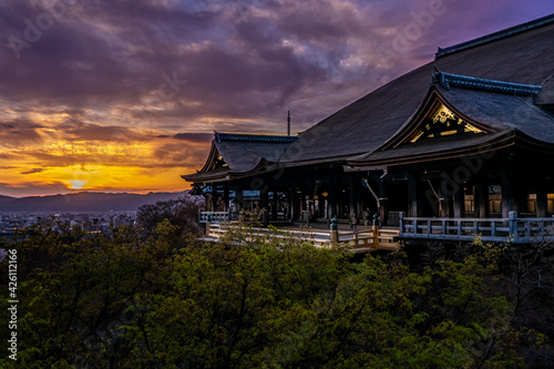Kiyomizu temple at sunset