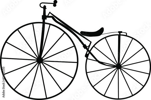 Vintage old bike Silhouette isolated on white background