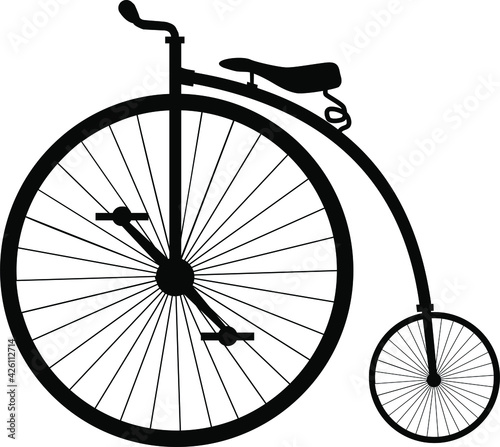 Vintage bike Silhouette isolated on white background