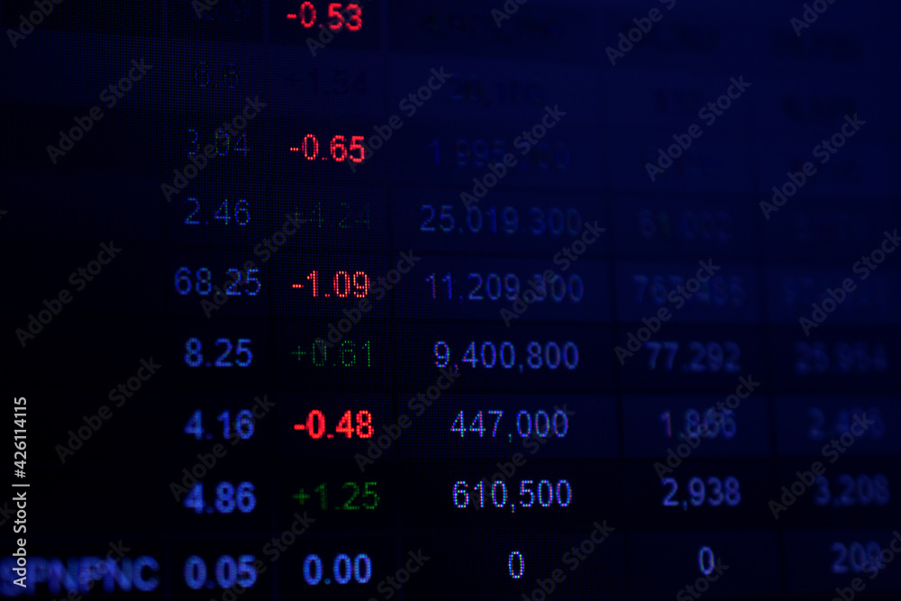 Digital data on screen monitor for stock trading business online Digital data on screen monitor for stock trading business online