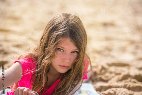 beautiful portrait of a girl on the beach